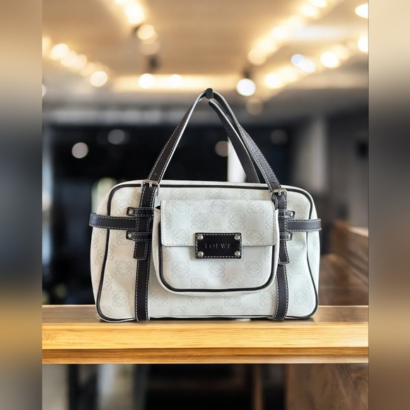 LOEWE Anagram Canvas Satchel with Removable Belt & Crossbody Pouch – Authentic - Picture 4 of 16